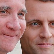 President Emmanuel Macron i samband med Stefan Löfvens besök i Paris.