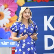 Kristdemokraternas partiledare Ebba Busch (KD) håller tal under politikerveckan i Almedalen.