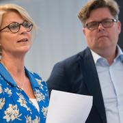 Moderaternas ekonomisk-politiska talesperson Elisabeth Svantesson och partisekreterare Gunnar Strömmer. 