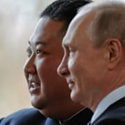 Militärparad i Pyongyang / Kim Jong-Un och Vladimir Putin. TT