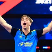 Truls Möregårdh under semifinalen mot Timo Boll.