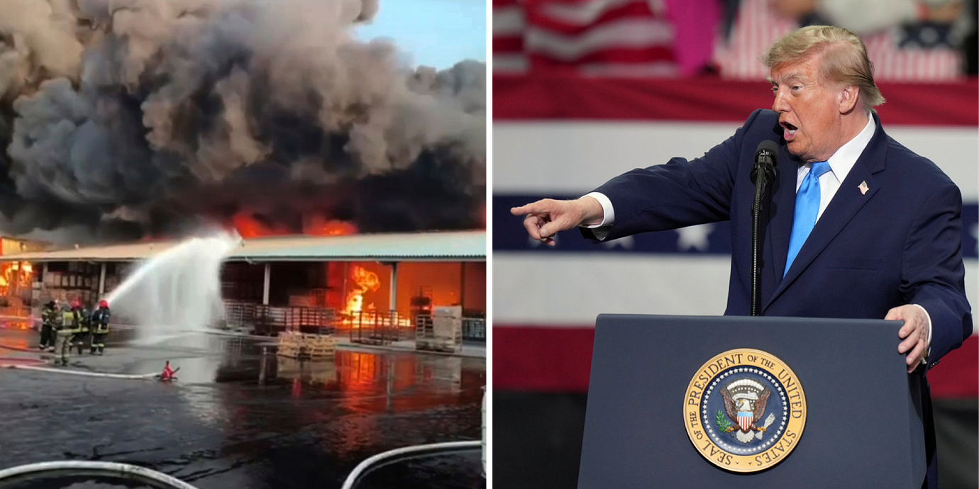Brand i ryskt bränslelager/Trump.