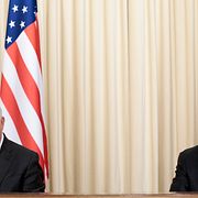 Rex Tillerson och Sergej Lavrov under en gemensam presskonferens på onsdagskvällen.