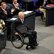 Wolfgang Schäuble efter att han blivit vald till talman. 