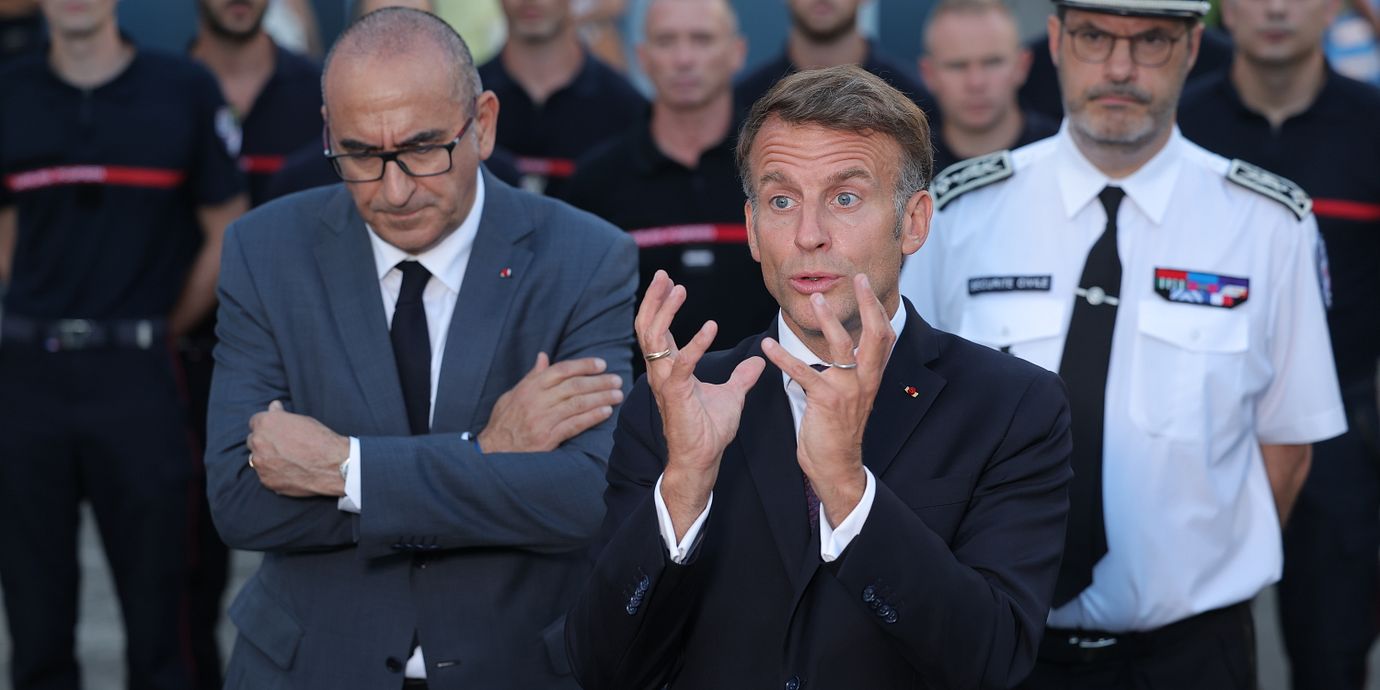 Arkivbild.  Laurent Nuñez och Emmanuel Macron i juli 2026.