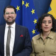  Sverigedemokraternas partiledare Jimmie Åkesson (SD) och  utbildnings- och integrationsminister Simona Mohamsson (L).