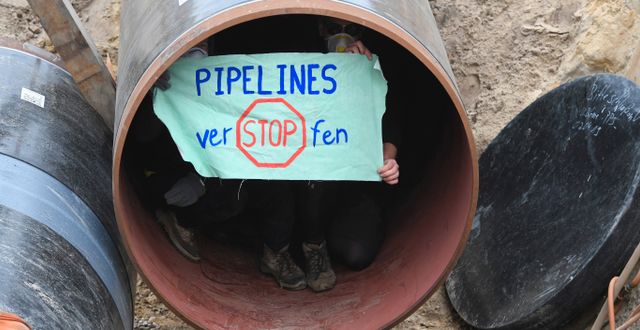 Tyska protester mot bygget av Nord Stream 2 Stefan Sauer / AP