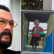 Steven Seagal och Alan Kurdi. Arkivbilder.