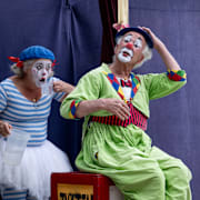 Clowner i Kulturhusets Parkteater i Tenstadalen. Arkivbild.