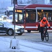 Snö i centrala Stockholm. 