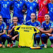 Marika Domanski Lyfors/startelvan mot Irland. 