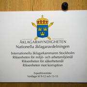 Skylt till Åklagamyndigheten Nationella åklagaravdelningen.
