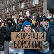 Protest mot korruption i Kyiv under vintern.