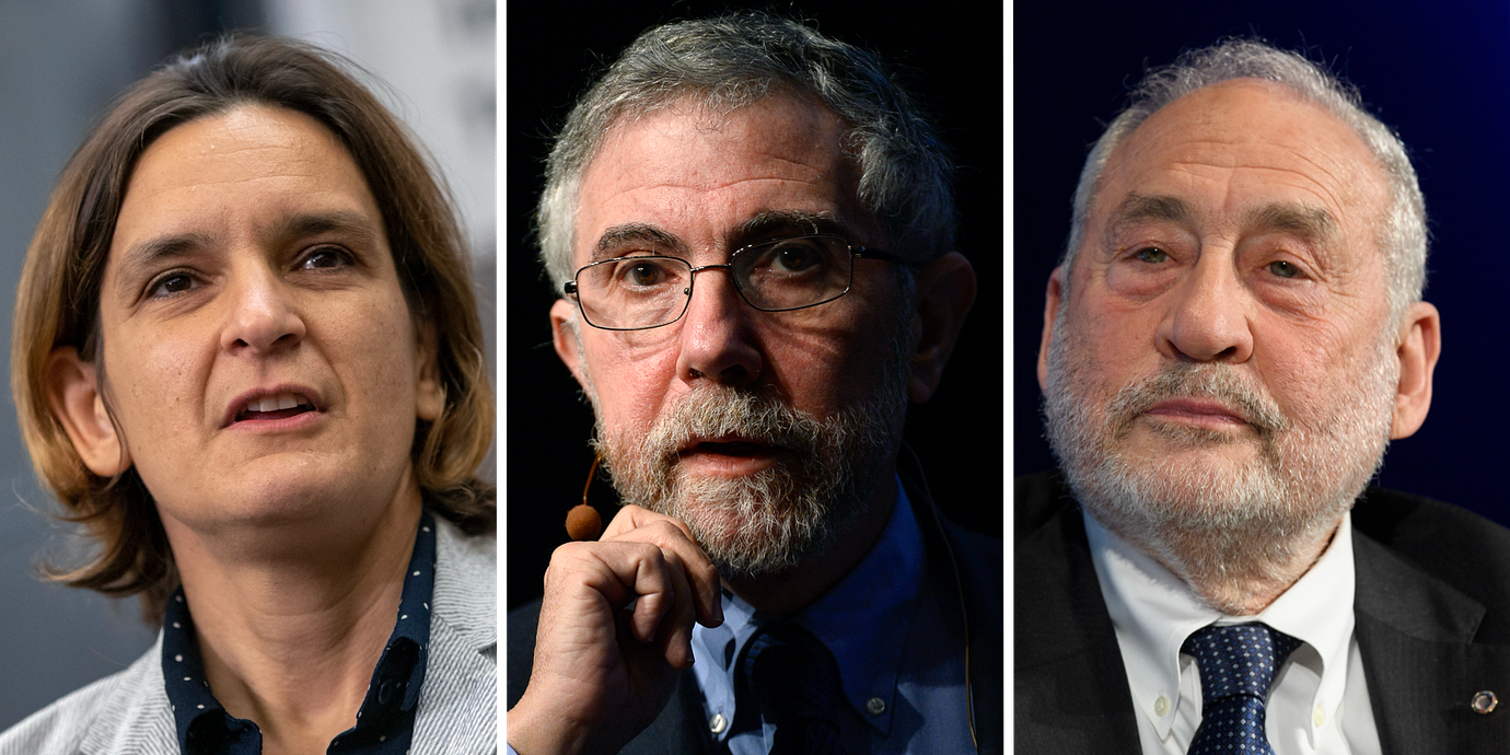 Esther Duflo, Paul Krugman, och Joseph Stiglitz är tre av undertecknarna som vunnit Sveriges Riksbanks pris i ekonomisk vetenskap till Alfred Nobels minne.