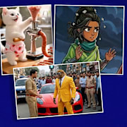 Metas grundare och vd Mark Zuckerberg. Infällda AI-genererade bilder från Youtubekonton som specialiserar sig på AI-sörja och SVT-serien ”Gudarnas berg”.