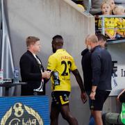 Elfsborgs Buhari Ibrahim blir utvisad under torsdagens fotbollsmatch i allsvenskan mellan IF Elfsborg och IFK Norrköping FK på Borås Arena. 