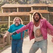 Jack Black, Jason Momoa och Sebastian Hansen i "A Minecraft Movie”.
