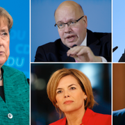 Arkivbilder. Angela Merkel, Peter Altmaier, Ursula von der Leyen, Helge Braun och Julia Klöckner.