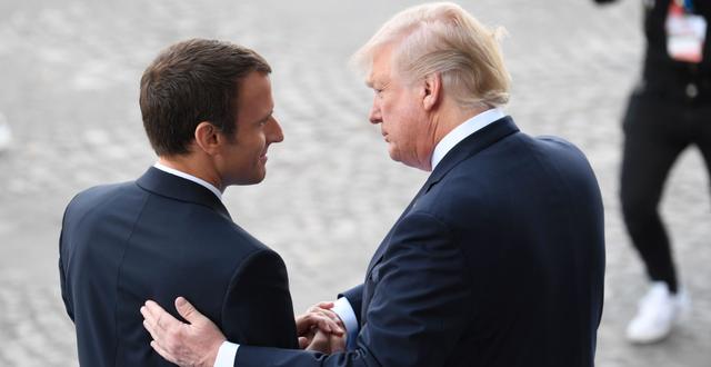 Emmanuel Macron och Donald Trump under Trumps resa till Frankrike 2017. ALAIN JOCARD / AFP