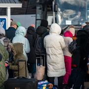 Ukrainska flyktingar som anläder till  hamnen i Karlskrona 2022. 