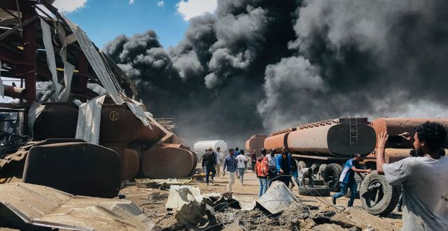 Luftangrepp mot staden Mekele i Etiopien. AP