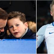 Arkivbild av Wayne och Kai Rooney. Jamie Vardy på tisdagskvällen.