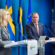 Lena Hallengren, Stefan Löfven och Per Bolund. 