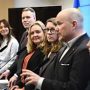 Arbetsgruppen på dagens pressträff.