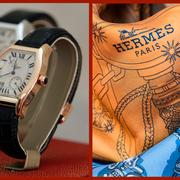 Cartier watches and Hermès scarves. 