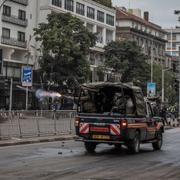 Kenyansk polis under protester i Nairobi tidigare i veckan. 