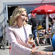 Kristdemokraternas partiledare Ebba Busch och Socialdemokraternas partiledare Magdalena Andersson i Visby under Almedalsveckan på onsdagen.