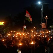 En demonstration till stöd för Kackerlackspartiet i Hyderabad.