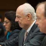 Staffan de Mistura under fredssamtalen i Wien. 