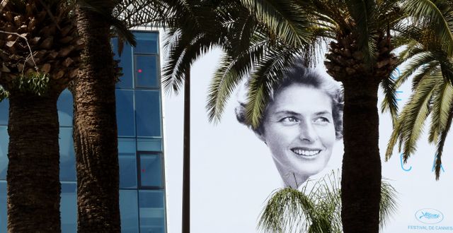 Ingrid Bergman på en vägg i Cannes. Arkivbild.  Lionel Cironneau / TT NYHETSBYRÅN