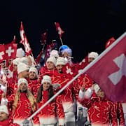 De schweiziska hockeydamerna var inte med vid invigningen. 