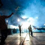 Protester i Albaniens huvudstad Tirana. 