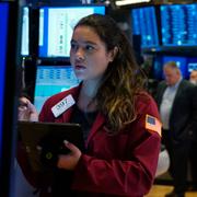 Trader Ashley Lara works on the floor of the New York Stock Exchange, 2021.