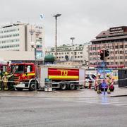 Avspärrningar efter dådet i augusti.