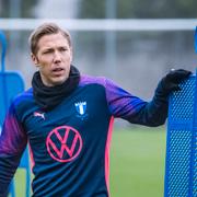 Anton Tinnerholm på träning med Malmö FF i januari. 