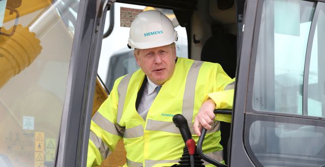 Boris Johnson under besöket i Goole, Yorkshire. Peter Byrne / TT NYHETSBYRÅN
