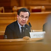 Ulf Kristersson (M), statsminister, närvarar i riksdagens konstitutionsutskott med anledning av turerna kring den tidigare nationelle säkerhetsrådgivaren Henrik Landerholm.
