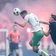 Hammarbys Pavle Vagic och AIK:s Erik Hovden Flataker.