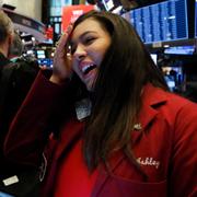 Illustrationsbild från handlargolvet på Wall Street.