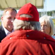 Stefan Löfven i samband med sitt sommartal i dag.