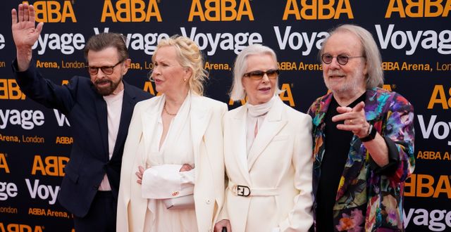 Björn Ulvaeus, Agnetha Fältskog, Anni-Frid Lyngstad och Benny Andersson på ABBA Arena i London Alberto Pezzali / AP