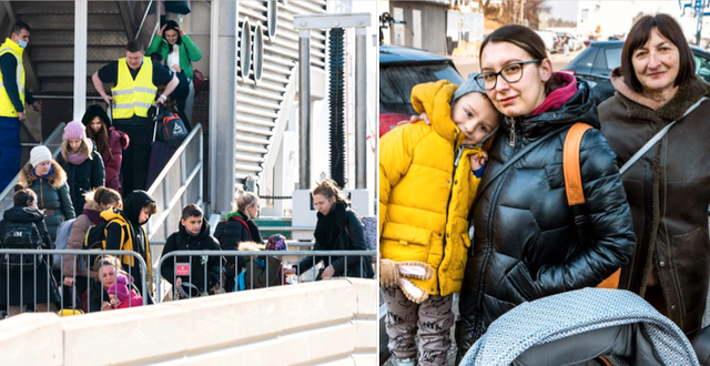 Flyktingar går i land i Nynäshamn och Oksana och hennes familj.  TT