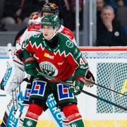 Frölundas Jacob Peterson under ishockeymatchen i SHL mellan Frölunda och Örebro den 11 januari 2025 i Göteborg. 