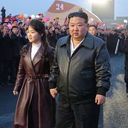  Kim Jong-Un och Kim Ju-Ae fotograferade 2024.