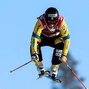 Sandra Näslund under världscupen i skicross på Idre Fjäll.