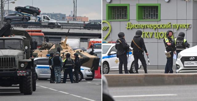 Soldater och polis i Moskva. AP
